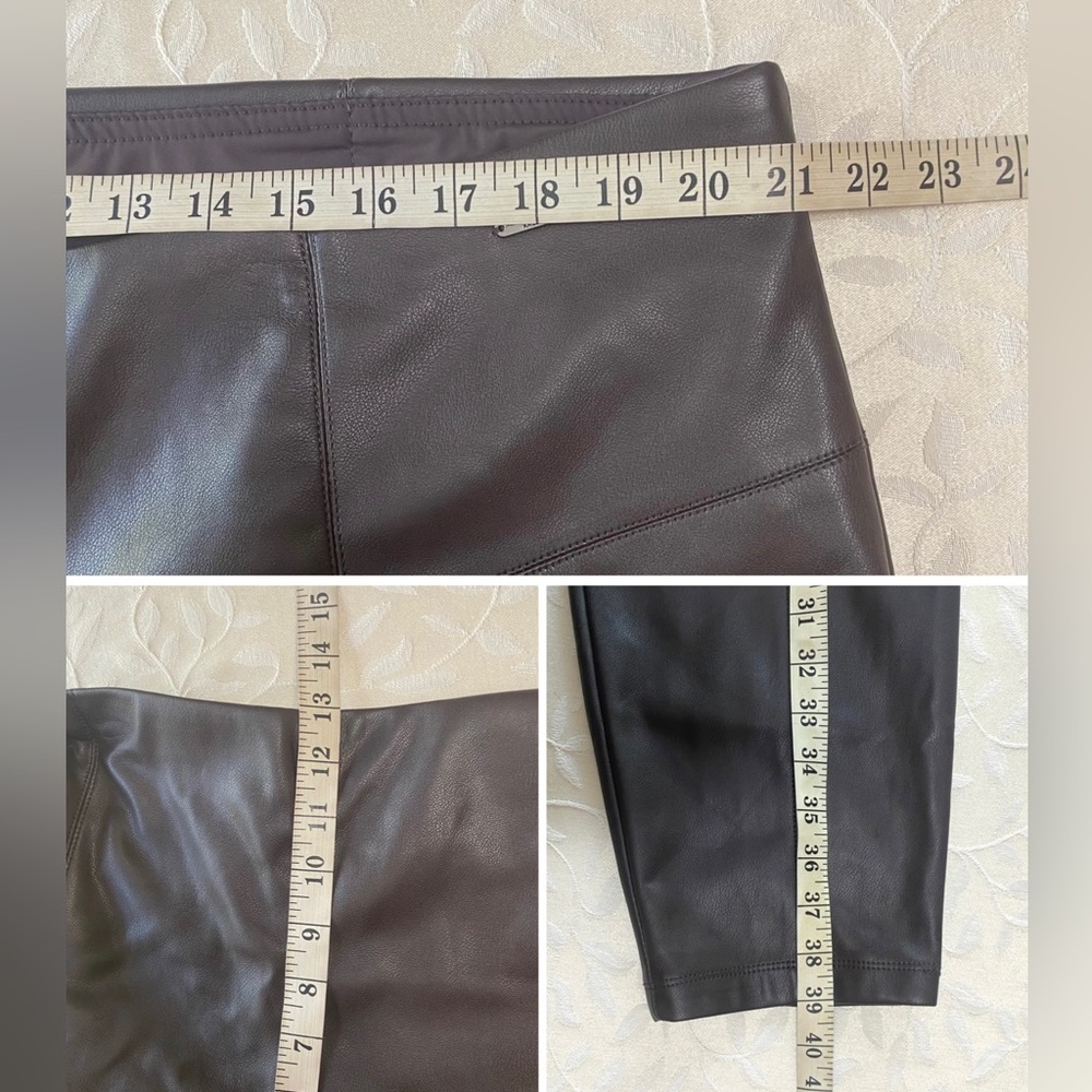 🆕 Marc New York Pants Women’s 3X Espresso Brown Faux Leather Pull On NEW NWT - Picture 9 of 9